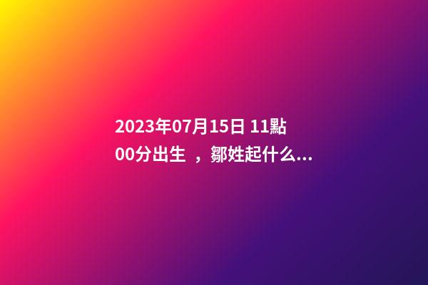 2023年07月15日 11點00分出生，鄒姓起什么名字好聽？名字要八字